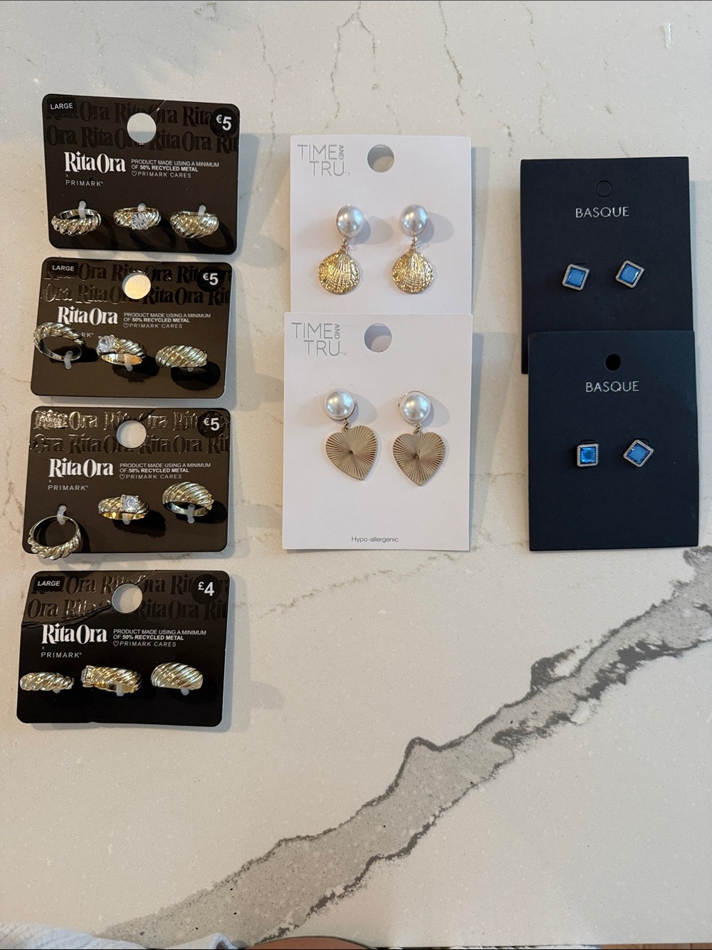 Rita Ora x Primark & Time and Tru Mixed Earring Set - Gold and Pearl Accents